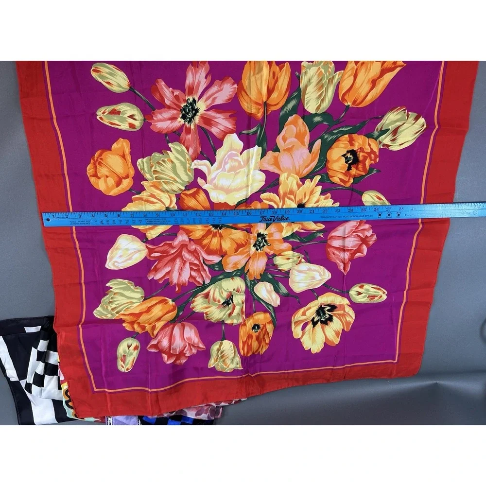 Lot of 7 Women's Fashion Scarves Floral Geometric Square Oblong Multicolor